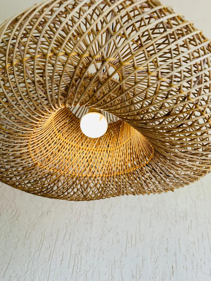 Rattan Pendant Wave Lampshade - TesuLampshade