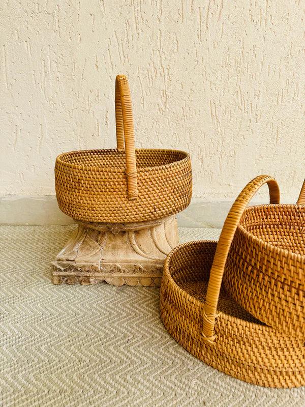 Rattan Picnic Basket With Handle - TesuBaskets