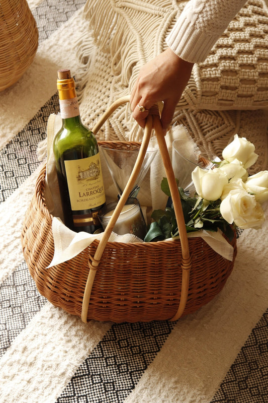 Rattan Storage Basket With Handle - TesuBaskets