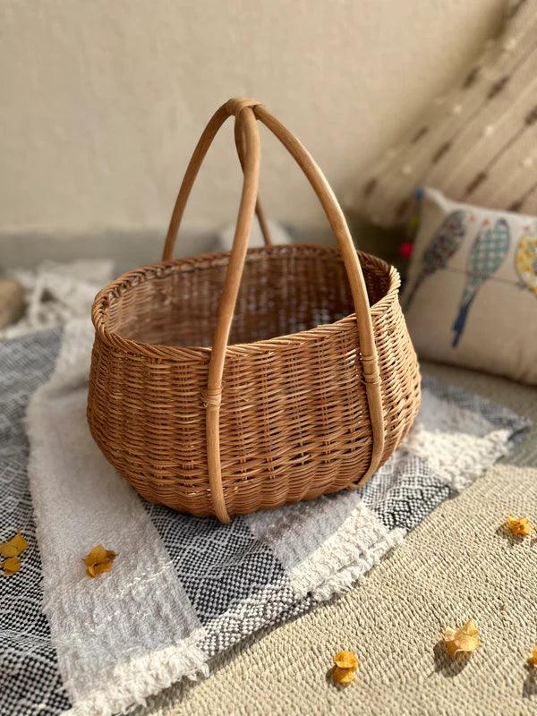 Rattan Storage Basket With Handle - TesuBaskets