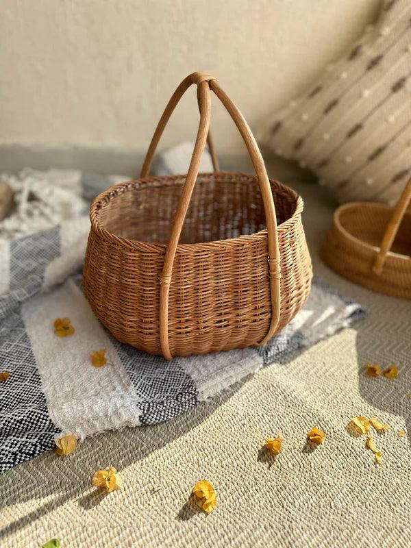 Rattan Storage Basket With Handle - TesuBaskets