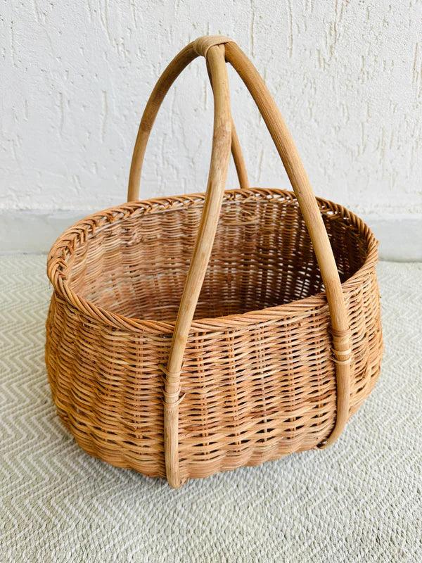 Rattan Storage Basket With Handle - TesuBaskets