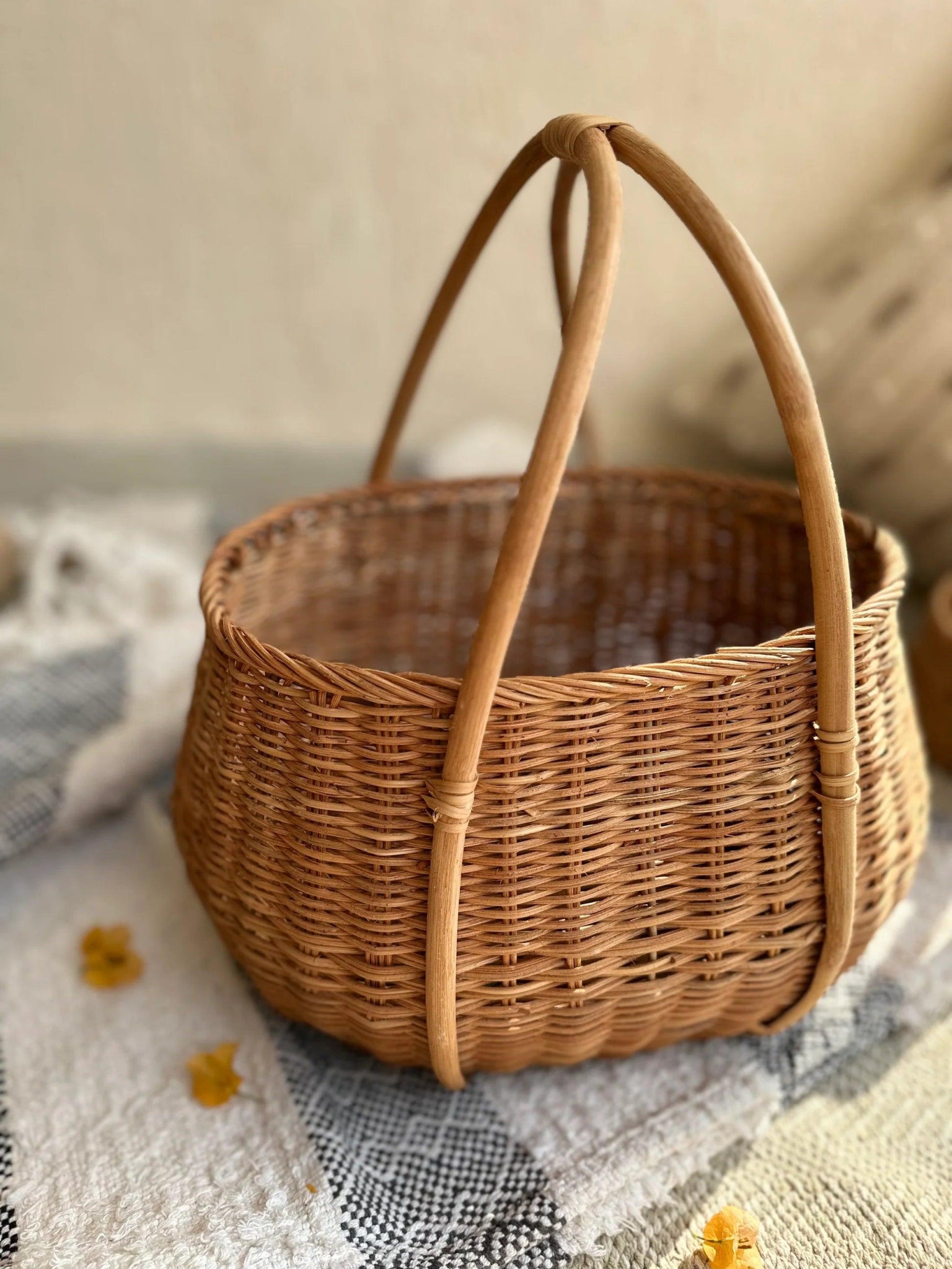 Rattan Storage Basket With Handle - TesuBaskets