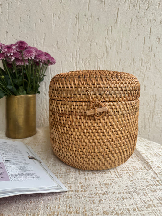 Rattan Storage Box With Lid round for makeup outdoor boho table decor exclusive collection