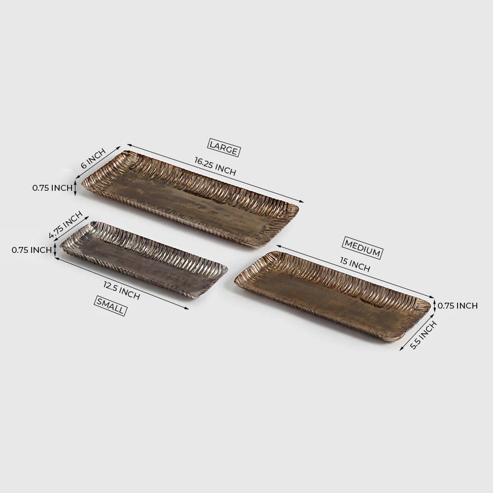 Ravya Hammered Tray Set - TesuServing Tray