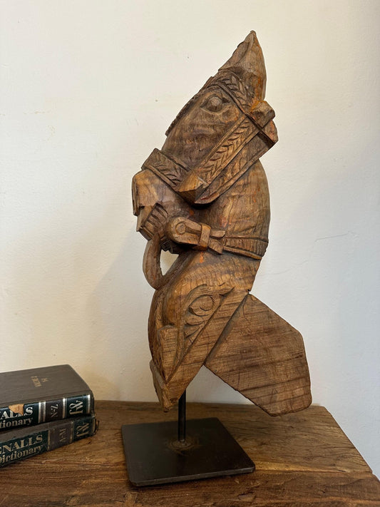 Reclaimed Wood Horse With Stand - TesuWooden Horse