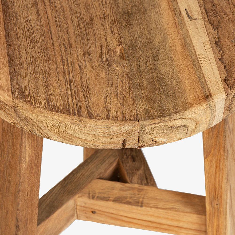 Close-up of a wooden stool with a white background
