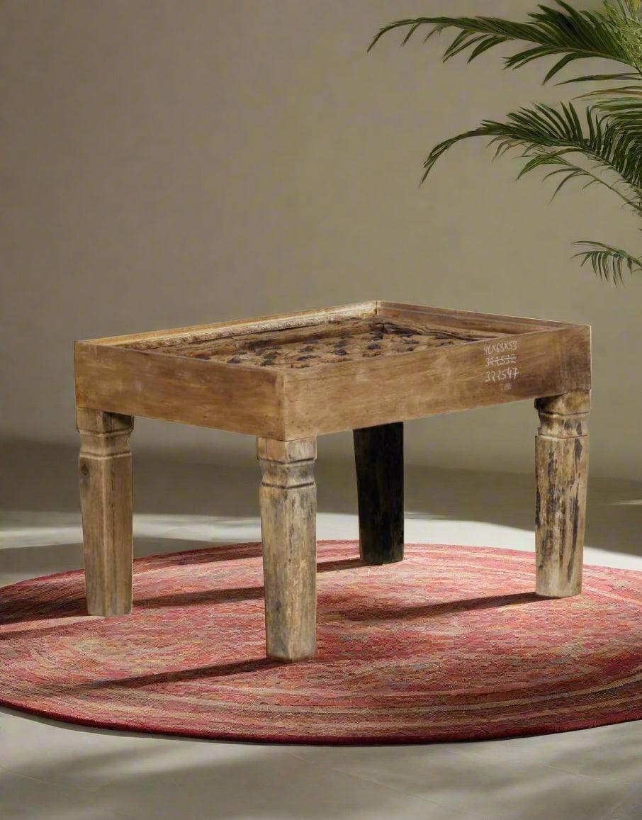 Royal Charpai Table – Reclaimed Wood & Iron Lattice Coffee Table