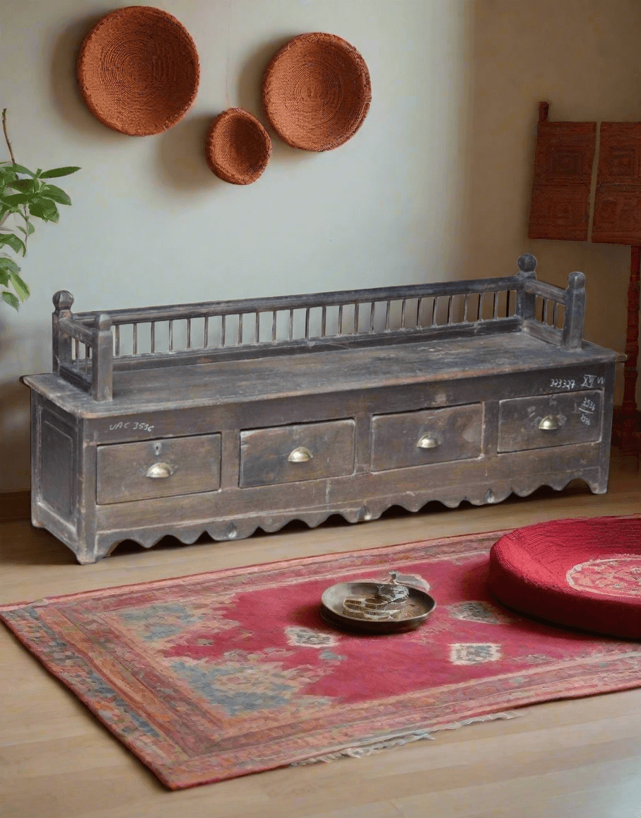 Royal Teak Wood Drawer Desk - TesuCabinets & Storage