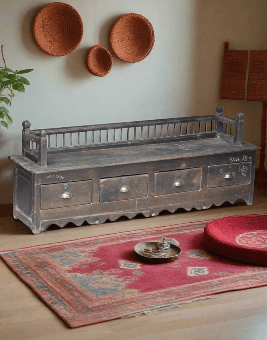 Royal Teak Wood Drawer Desk - TesuCabinets & Storage