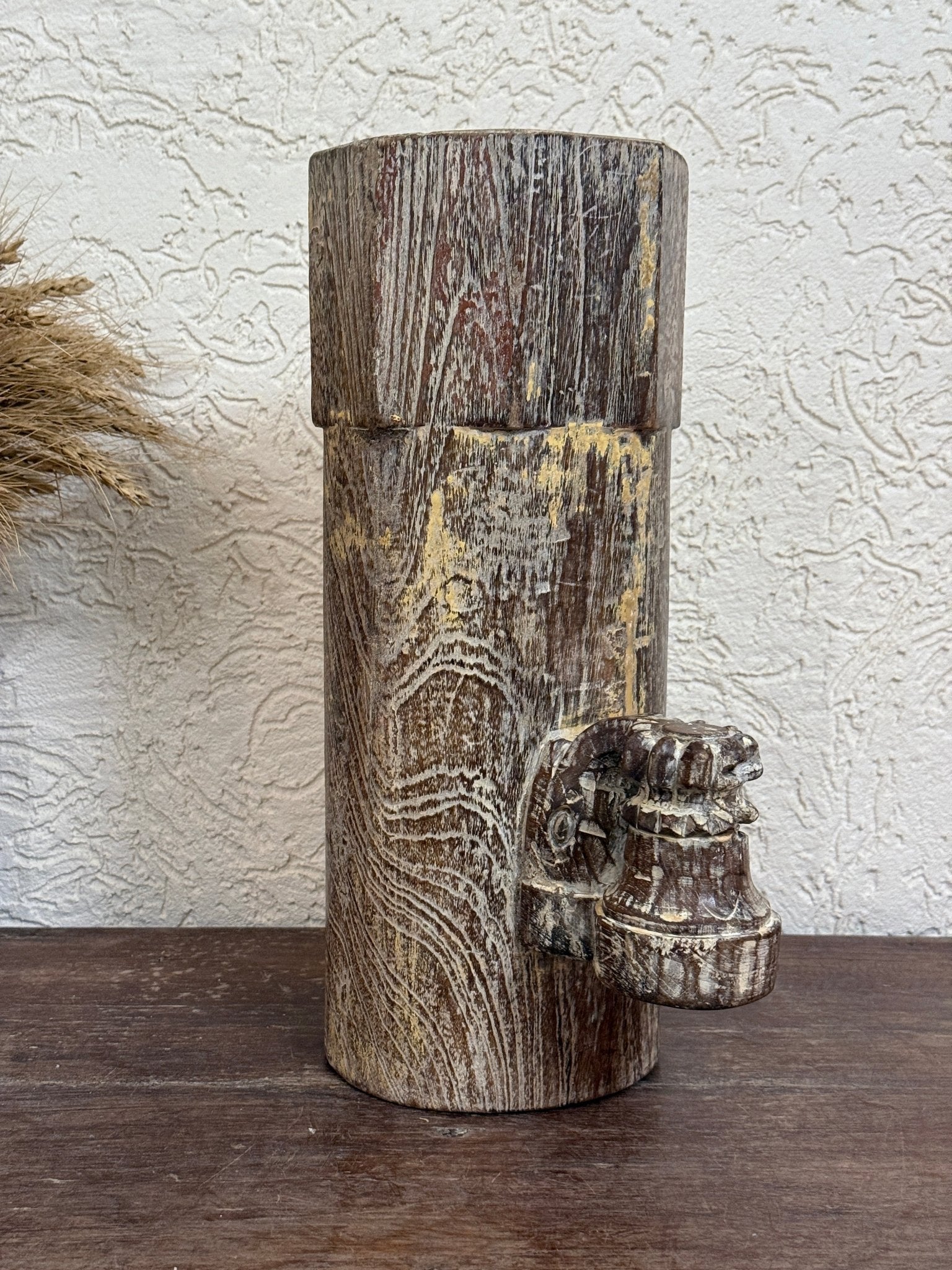 Rustic Wood Grain Candle Holder - Natural Finish - TesuHome Decor