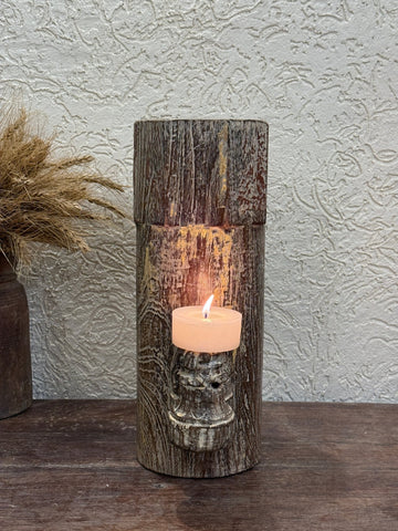 Rustic Wood Grain Candle Holder - Natural Finish - TesuHome Decor