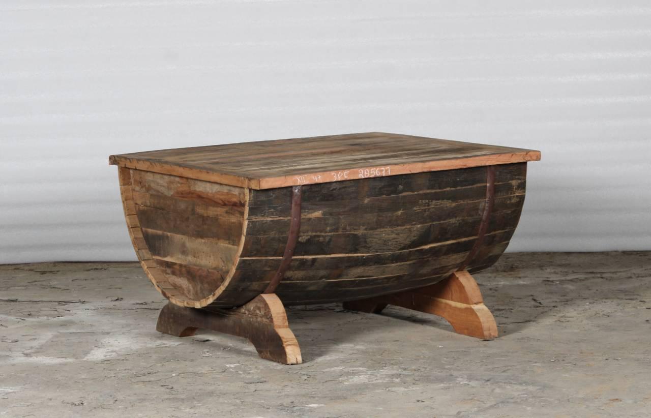 Rustic Wooden Barrel Coffee Table - Handcrafted Indian Furniture - TesuTable