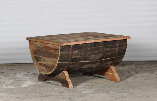 Rustic Wooden Barrel Coffee Table - Handcrafted Indian Furniture - TesuTable