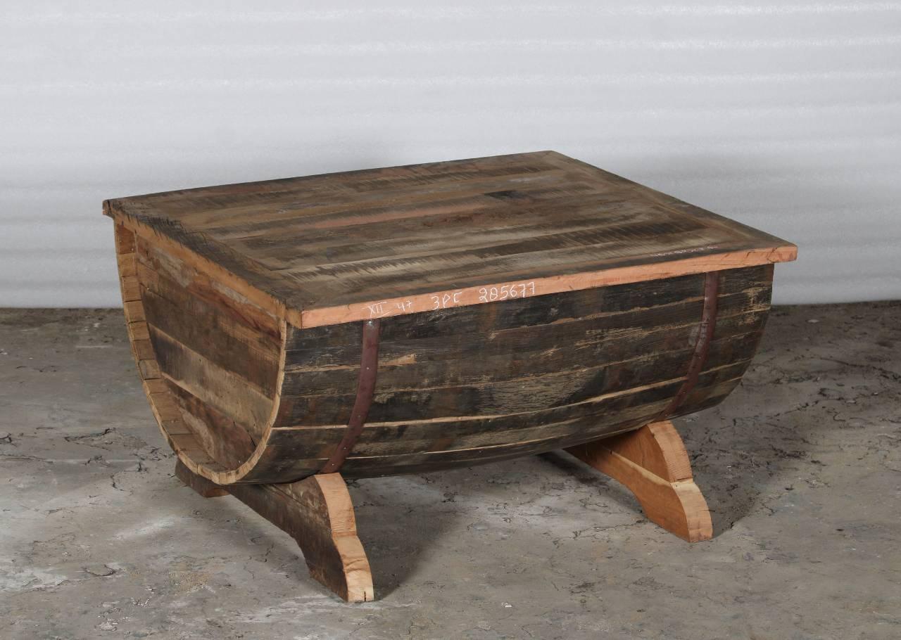 Rustic Wooden Barrel Coffee Table - Handcrafted Indian Furniture - TesuTable