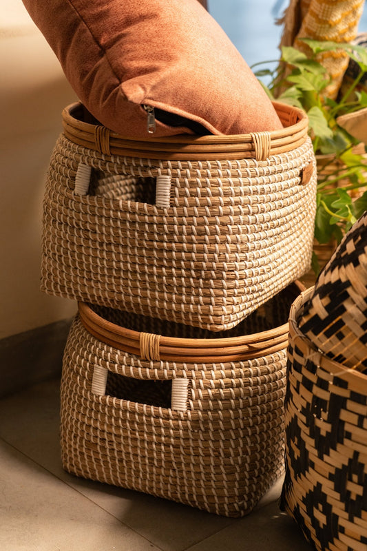 Seagrass Planter - White - TesuBaskets