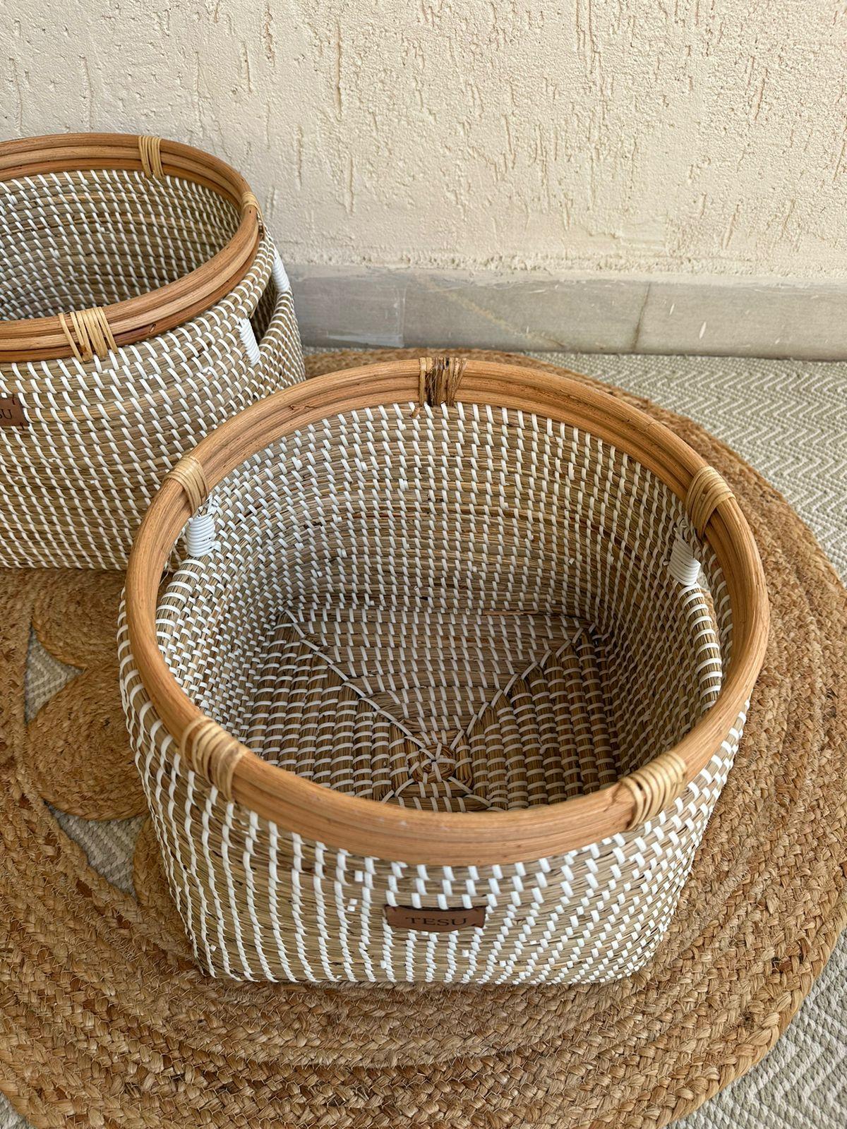 Seagrass Planter - White - TesuBaskets