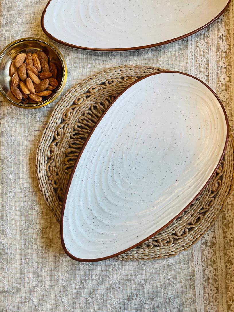 Siwa Almond Shaped Beige Platter - TesuServeware