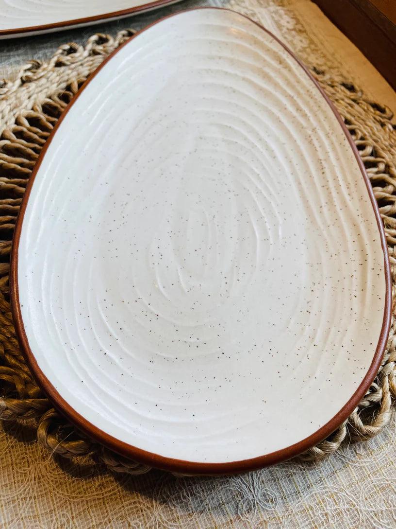 Siwa Almond Shaped Beige Platter - TesuServeware