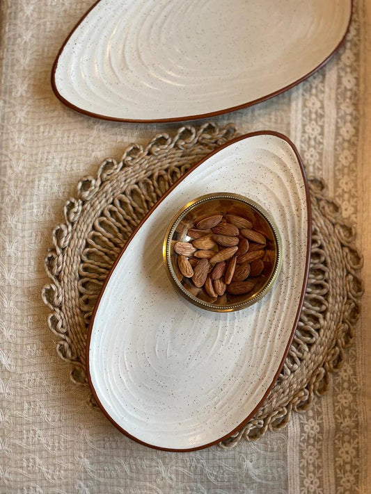 Siwa Almond Shaped Beige Platter - TesuServeware