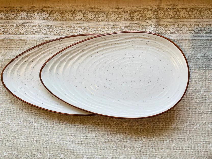 Siwa Almond Shaped Beige Platter - TesuServeware