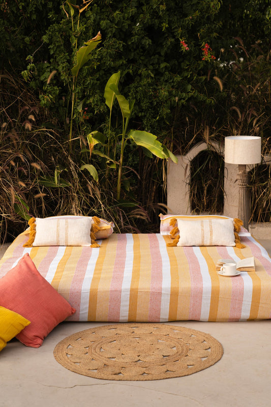 Sunset Stripes Cotton Bedspread With Pillow Covers - TesuBedspread