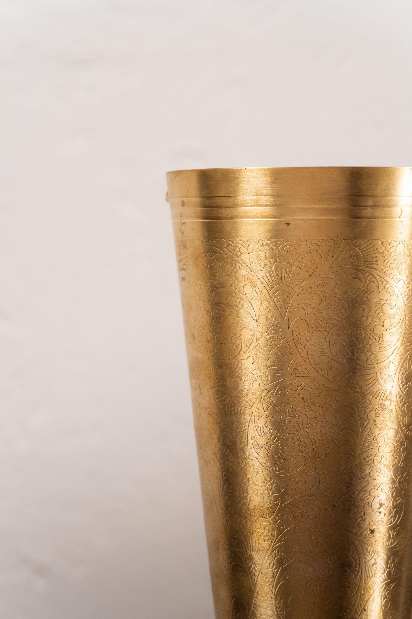 Swarna Embossed Brass Tall Vase - Antique - TesuVases