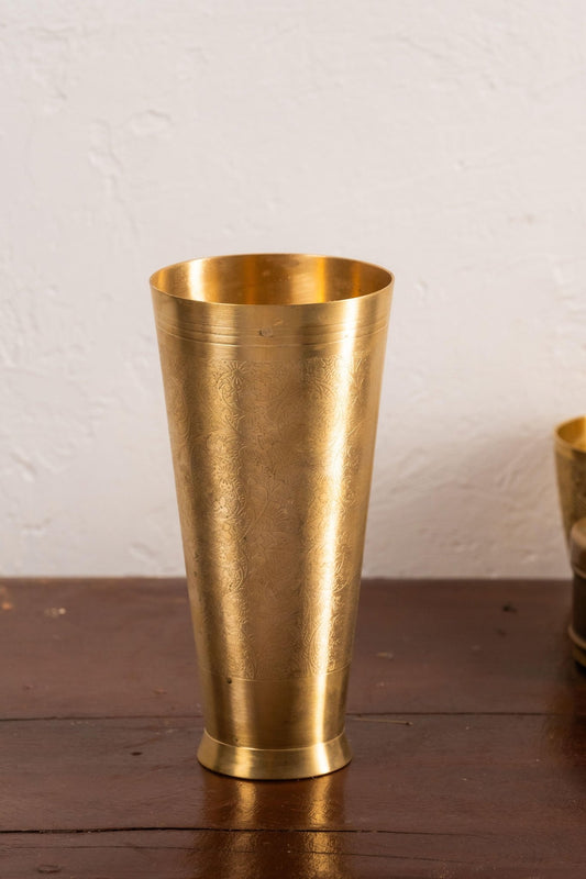 Swarna Embossed Brass Tall Vase - Antique - TesuVases