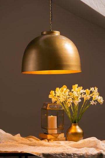 Swarna Round Metal Lamp - Antique Brass - TesuPendant Light