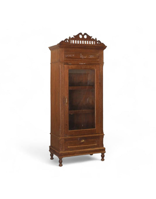 Teak Wooden Glass Almirah - TesuCabinets & Storage