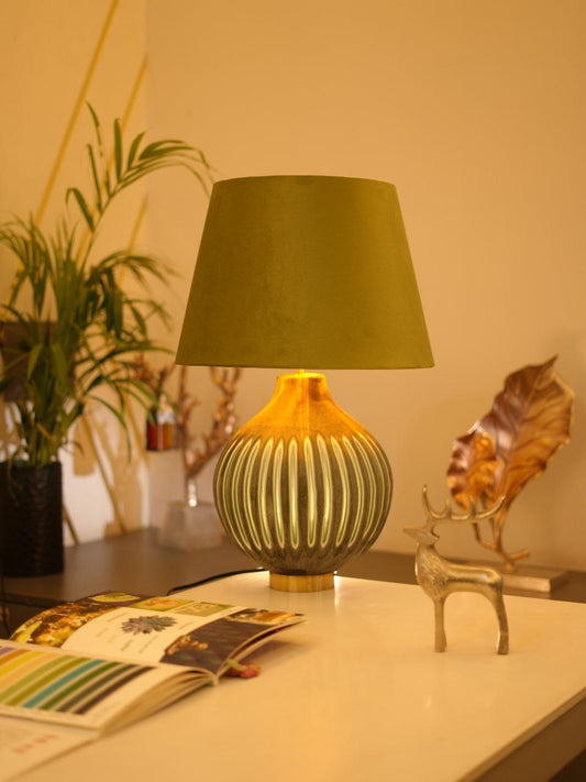 Olive Green Textured Table Lampshade - TESU