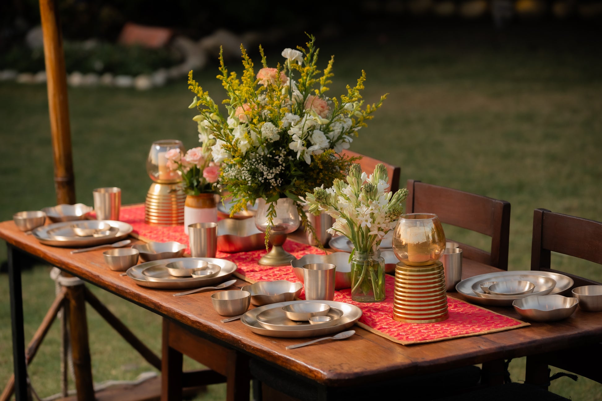 tesu premium indian house table decor style setup kansa healthy family dinner vegetarian