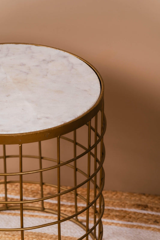 The Luxe Removable Marble Accent Table with Jali Bottom - TesuSide Table