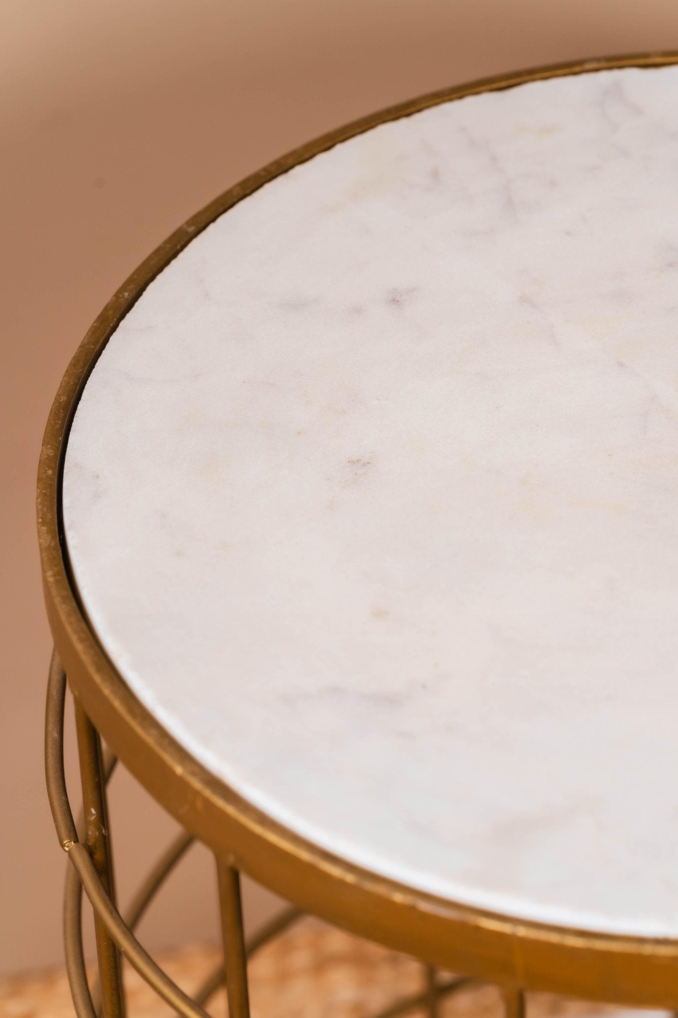 The Luxe Removable Marble Accent Table with Jali Bottom - TesuSide Table