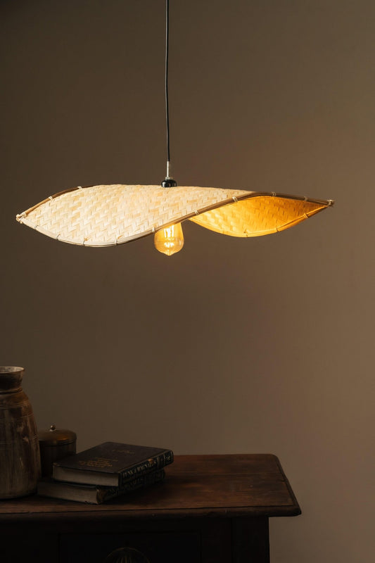 Thin Wavy Bamboo Hanging Lampshade - TesuPendant Light