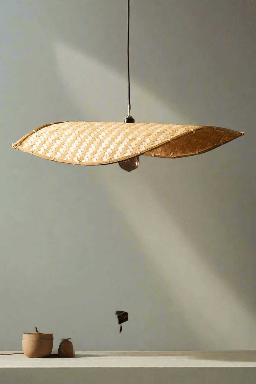 Thin Wavy Bamboo Hanging Lampshade - TesuPendant Light