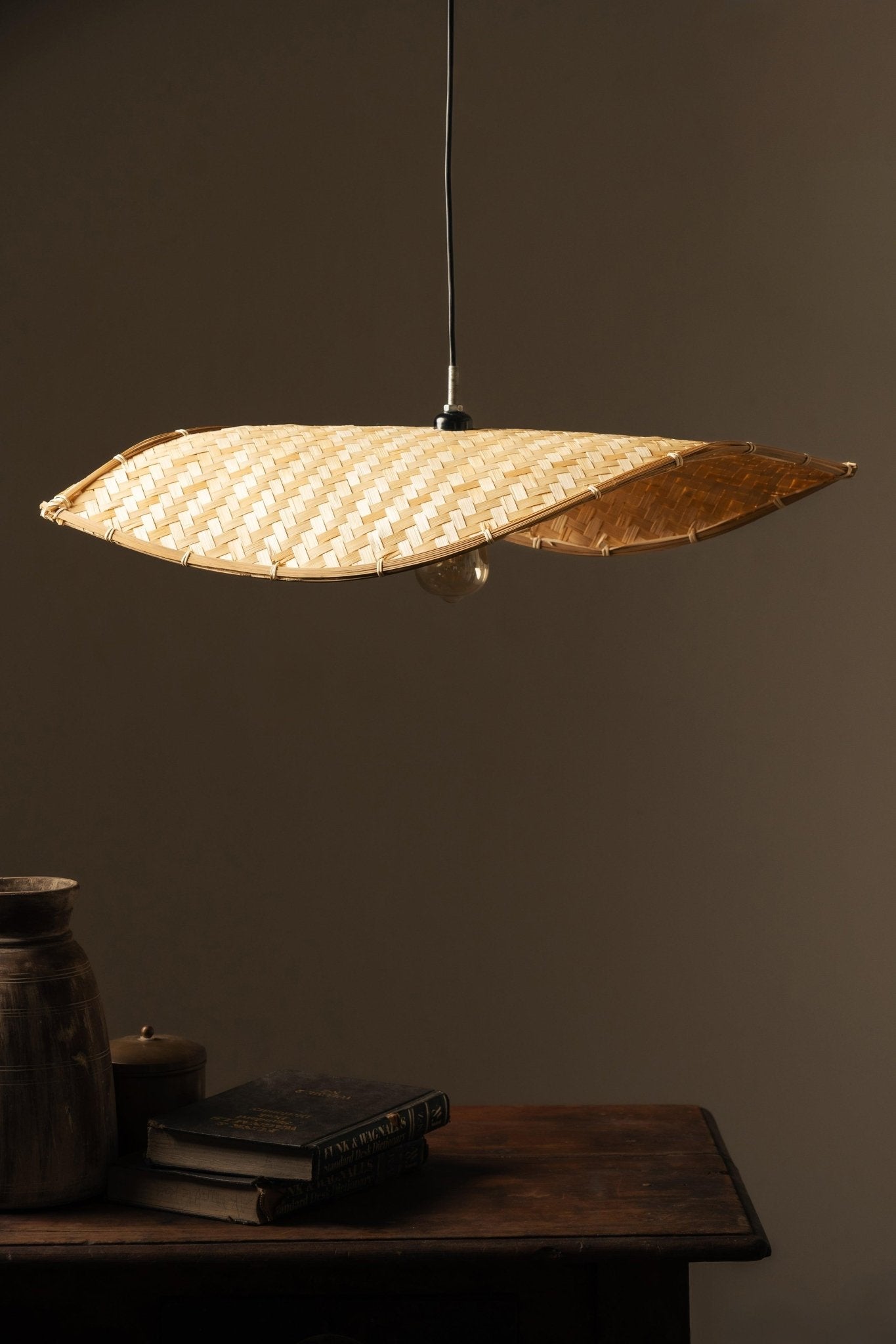 Thin Wavy Bamboo Hanging Lampshade - TesuPendant Light