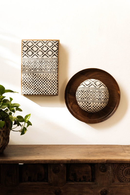 Threaded Treasures Wood and Fabric Wall Decor Set - Handcrafted Eco - Friendly Art (Set of 2) - TesuWall Decor
