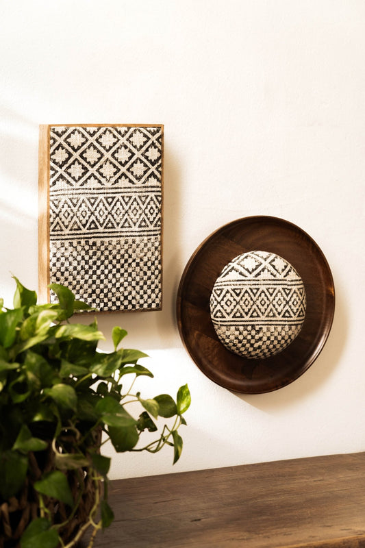 Threaded Treasures Wood and Fabric Wall Decor Set - Handcrafted Eco - Friendly Art (Set of 2) - TesuWall Decor
