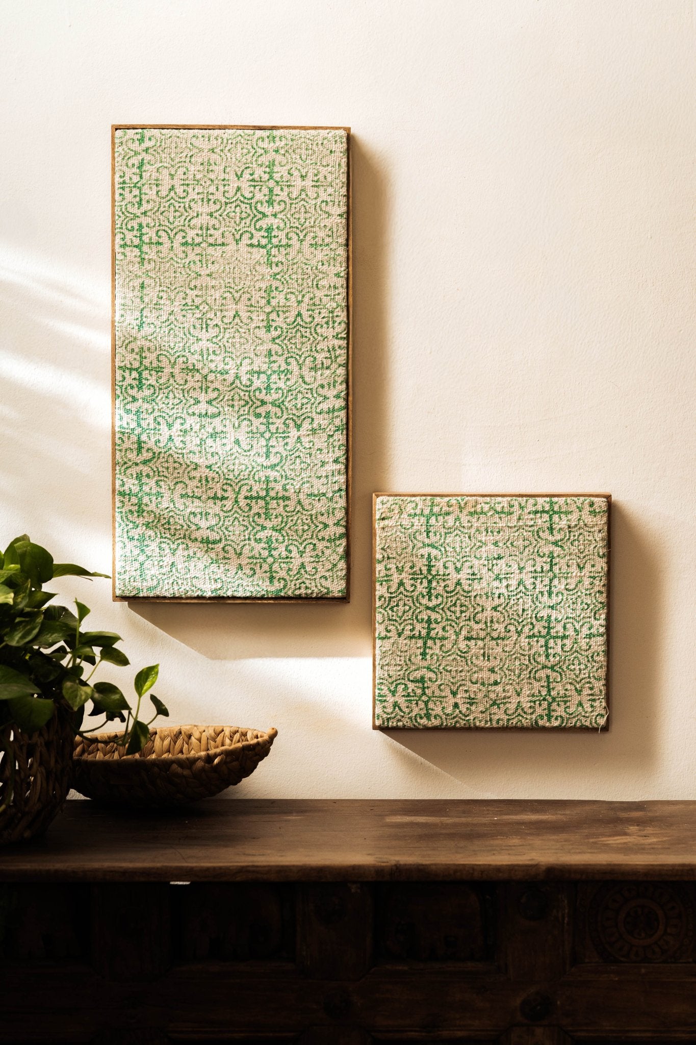 Threaded Treasures Wood and Fabric Wall Decor - Set of 2 - TesuWall Decor