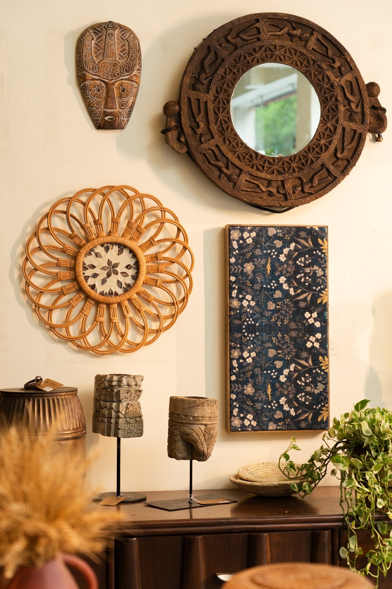 Threaded Treasures Wood and Fabric Wall Decor - Set of 2 - TesuWall Decor