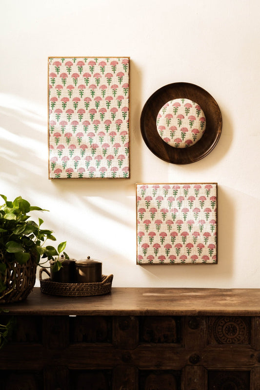 Threaded Treasures Wood and Fabric Wall Decor - Set of 3 - TesuWall Decor