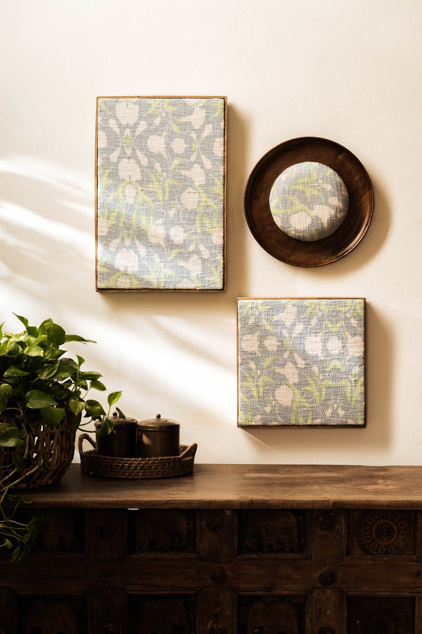 Threaded Treasures Wood and Fabric Wall Decor - Set of 3 - TesuWall Decor