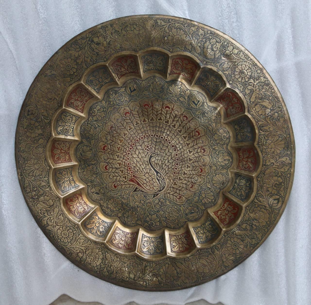 Timeless Peacock Brass Plate - TesuWall Decor