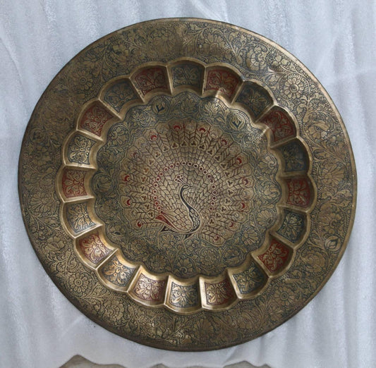 Timeless Peacock Brass Plate - TesuWall Decor