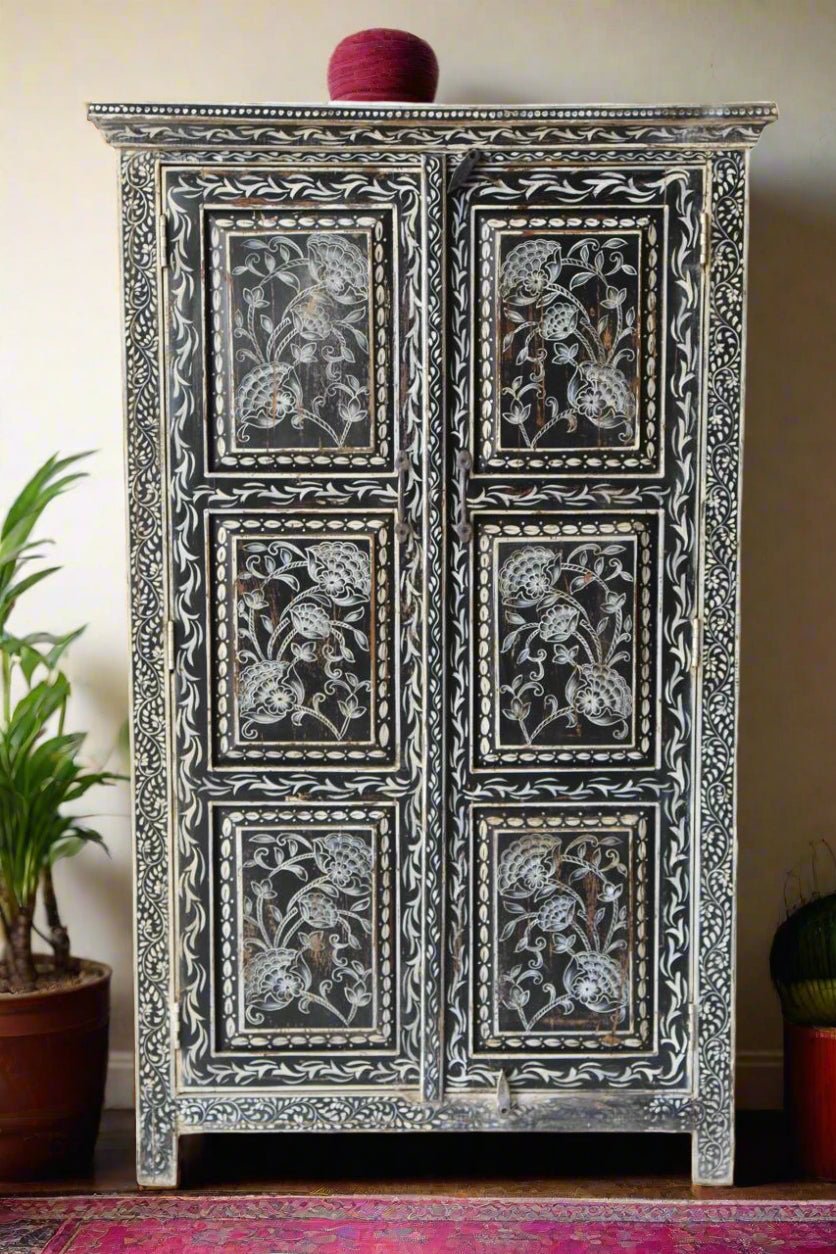 Traditional Black Painted Wooden Storage Cabinet - TesuCabinets & Storage