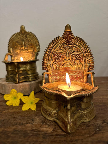 Traditional Brass Diya Stand - Elegant Oil Lamp Holder - TesuBrass Diya