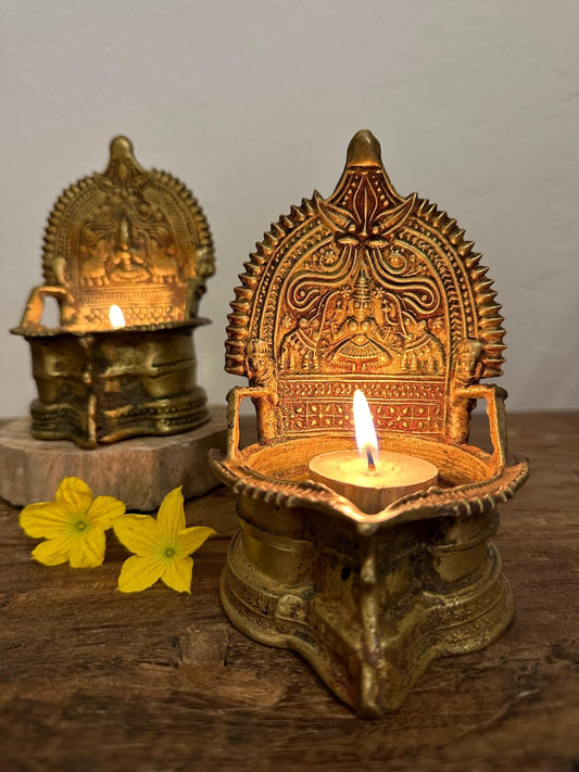 Traditional Brass Diya Stand - Elegant Oil Lamp Holder - TesuBrass Diya