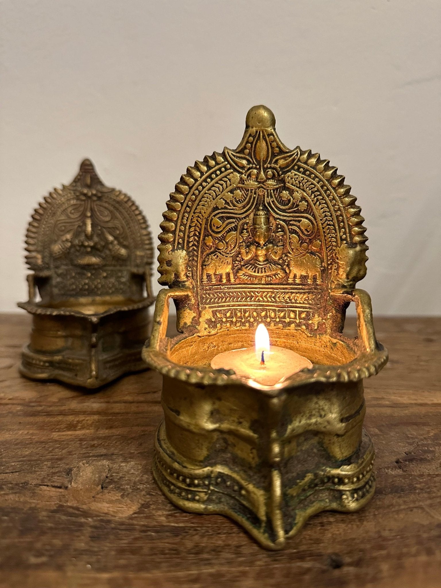 Traditional Brass Diya Stand - Elegant Oil Lamp Holder - TesuBrass Diya