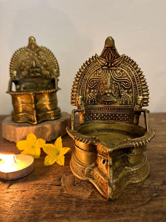 Traditional Brass Diya Stand - Elegant Oil Lamp Holder - TesuBrass Diya